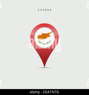 Teardrop map marker with flag of Cyprus. Cypriot flag inserted in the ...
