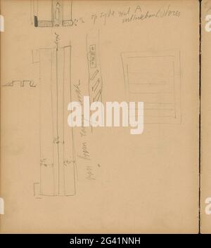 Architecture studies. Leaf 15 Verso from a sketchbook with 27 sheets. Stock Photo