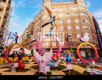 The Fallas or Falles, a traditional celebration held annually in commemoration of Saint Joseph, Valencia, Spain Stock Photo