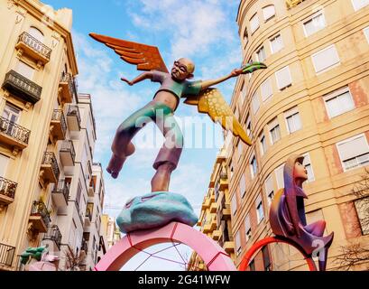 The Fallas or Falles, a traditional celebration held annually in commemoration of Saint Joseph, Valencia, Spain Stock Photo