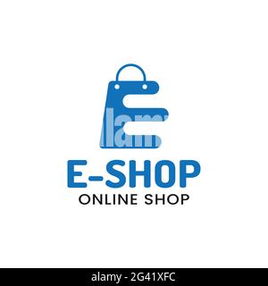 Letter Initial E Shopping Bag for Online Digital Retail E Commerce Shop Store Market Supermarket Company Brand Mobile app Simple Creative Flat Logo Stock Vector