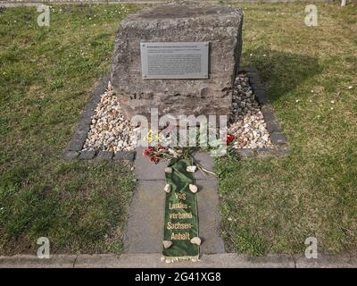 Memorial stone for the victims of the dictatorship in the GDR Ernst Jennrich in Magdeburg-Northwest Stock Photo