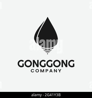 Snail Shell or Gonggong Logo Design Template. Gonggong is the name of a sea shell by Indonesian Malay people. Design in Black Silhouette Vintage Stock Vector