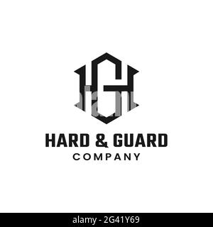 Monogram Initial Letter HG GH Hexagon Simple Elegant Minimalist Retro Vintage Logo Design Stock Vector