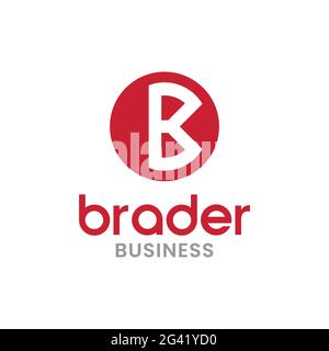 Letter Initial B for Brader in Red Circle Round Logo Design Template. Suitable for Brand Apparel Business Company Corporate Simple Flat Modern Logo Stock Vector