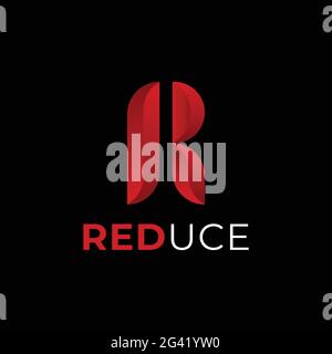 Letter Initial R Red Gradient for Reduce Logo Design Template. Suitable for General Digital Company Business Corporate Brand Application Simple Modern Stock Vector