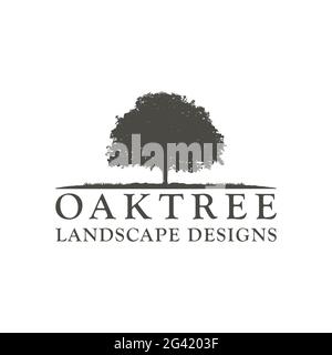 Oak Maple Tree for Outdoor Landscape Business Brand Company in Vintage Retro Hipster Style Logo Design. Stock Vector