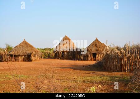 Ethiopia; Southern Nations Region; typical hamlet near Turmi Stock Photo