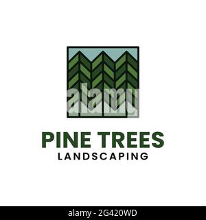 Pine Fir Cypress Conifer Spruce Cedar Evergreen Tree for Adventure Outdoor Camp Business Company Brand Logo Design Stock Vector