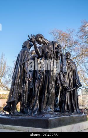 The Burghers of Calais Statue in Victoria Tower Gardens Stock Photo