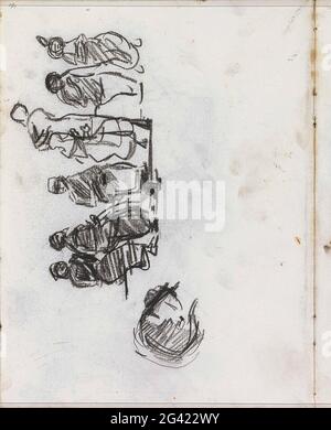 Figure studies. Sitting and standing figures, possibly women. Leaf 10 Verso from sketchbook XIII with 25 sheets. Stock Photo