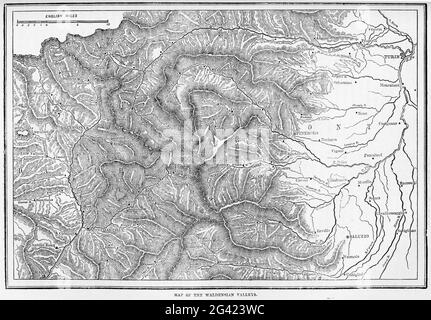 Engraving of the valleys inhabited by the Waldenses in northern Italy, from a publication in 1878 Stock Photo
