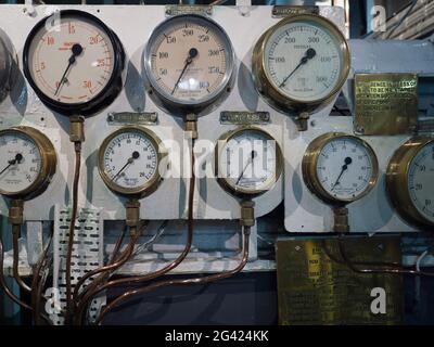 Pressure Valves on HMS Belfast Stock Photo