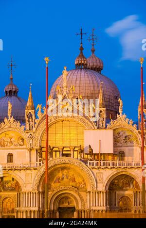 Domes of Saint Mark's Basilica at Night, Venice, Italy Stock Photo