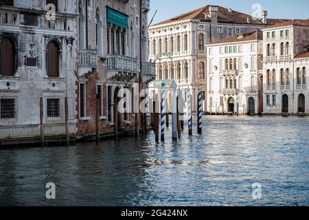 View of the house facade along the Grand Canal, Venice, Veneto, Italy, Europe Stock Photo