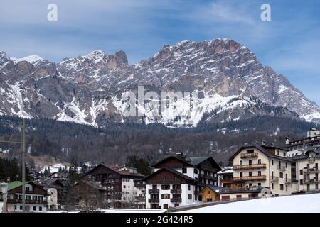 View of Cortina d'Ampezzo Province of Belluno Italy Stock Photo