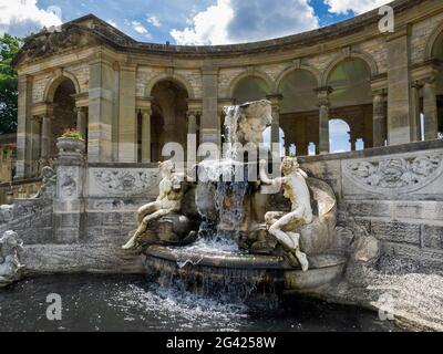 View of the Nymph's Fountain by the Lake at Hever Castle Stock Photo