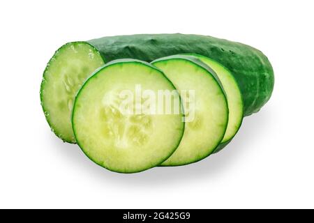 Cucumber slices, isolated on a white background Stock Photo