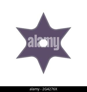 Ninja throwing star weapon vector illustration icon. Shuriken symbol ninja star steel blade isolated white. Cartoon fighting weapon karate drawn. Comb Stock Vector
