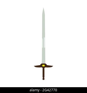 Sword antique weapon vector illustration medieval sharp blade icon. Isolated sword knight fantasy battle silhouette icon. Warrior war symbol military Stock Vector