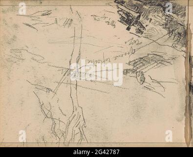 Landscape. Landscape. Leaf 16 Verso from a sketchbook with 34 sheets. Stock Photo