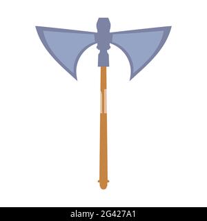 Axe tool vector illustration wood weapon symbol icon. Heavy axe blade warrior weapon equipment. Handle ex hatchet sharp object. Cartoon silhouette vik Stock Vector