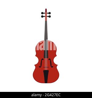 Music violin vector illustration instrument with string. Musical classical fiddle orchestra icon isolated white. Classic viola bow acoustic. Brown vio Stock Vector