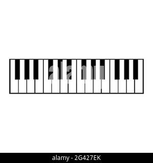 Piano key music vector illustration instrument black and white note. Classic synthesizer piano key sound isolated white background. Color instrument t Stock Vector