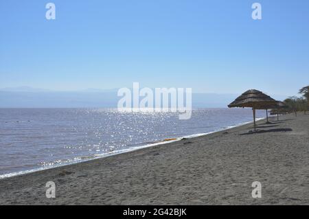 Ethiopia; Oromia region; Langano lake; Holiday area with beaches and resorts; Red-brown colored water due to high soda content Stock Photo