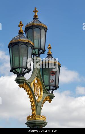 LONDON/UK - MARCH 21 : Decorative Lamp Post on Westminster Bridge in London on March 21, 2018 Stock Photo