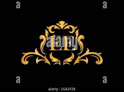 Luxury Alphabet letters EE. Golden Floral alphabet . Monogram initials perfectly for wedding invitations, greeting card, logo, and other design. Stock Vector