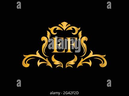 Luxury Alphabet letters EF. Golden Floral alphabet . Monogram initials perfectly for wedding invitations, greeting card, logo, and other design. Stock Vector