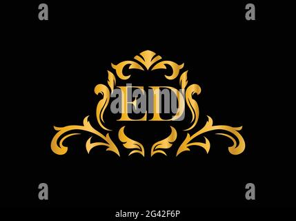 Luxury Alphabet letters ED. Golden Floral alphabet . Monogram initials perfectly for wedding invitations, greeting card, logo, and other design. Stock Vector