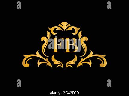 Luxury Alphabet letters F B. Golden Floral alphabet . Monogram initials perfectly for wedding invitations, greeting card, logo, and other design. Stock Vector