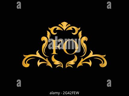 Luxury Alphabet letters FO. Golden Floral alphabet . Monogram initials perfectly for wedding invitations, greeting card, logo, and other design. Stock Vector
