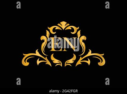 Luxury Alphabet letters EN. Golden Floral alphabet . Monogram initials perfectly for wedding invitations, greeting card, logo, and other design. Stock Vector