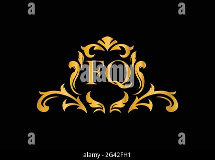 Luxury Alphabet letters FQ. Golden Floral alphabet . Monogram initials perfectly for wedding invitations, greeting card, logo, and other design. Stock Vector