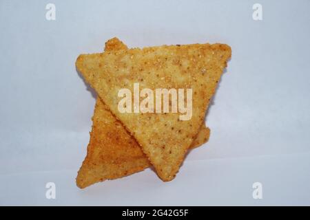 A group of Doritos chips on white background Stock Photo