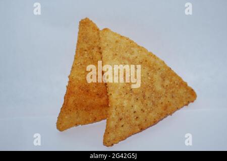 A group of Doritos chips on white background Stock Photo