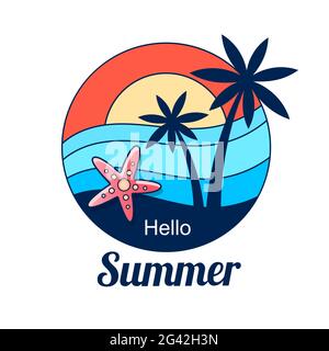 Watercolor watermelons and lettering hello summer For design, decoration Stock Vector