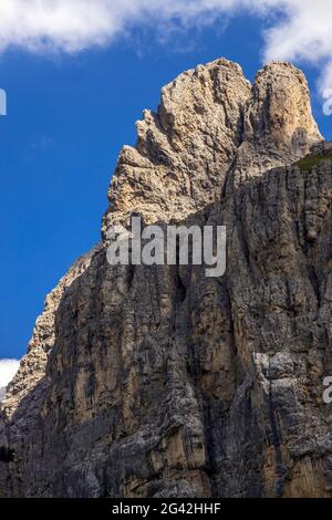View of the Dolomites from Gardena Pass, South Tyrol, Italy Stock Photo