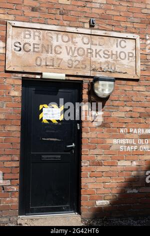 BRISTOL, UK - MAY 14 :  Entrance to Bristol Old Vic scenic workshop in Bristol on May 14, 2019 Stock Photo