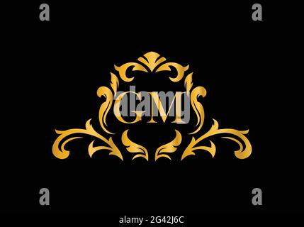 Luxury Alphabet letters G M. Golden Floral alphabet . Monogram initials perfectly for wedding invitations, greeting card, logo, and other design. Stock Vector