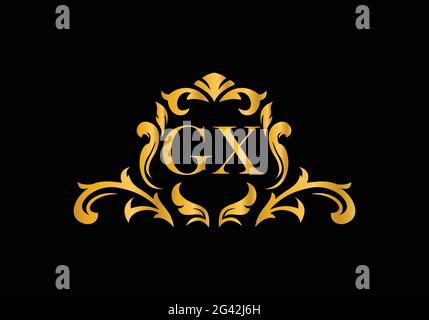 Luxury Alphabet letters GX. Golden Floral alphabet . Monogram initials perfectly for wedding invitations, greeting card, logo, and other design. Stock Vector