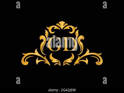 Luxury Alphabet letters G D. Golden Floral alphabet . Monogram initials perfectly for wedding invitations, greeting card, logo, and other design. Stock Vector