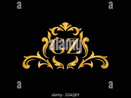 Luxury Alphabet letters GZ. Golden Floral alphabet . Monogram initials perfectly for wedding invitations, greeting card, logo, and other design. Stock Vector