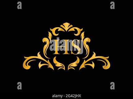 Luxury Alphabet letters HS. Golden Floral alphabet . Monogram initials perfectly for wedding invitations, greeting card, logo, and other design. Stock Vector