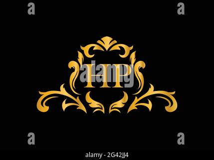 Luxury Alphabet letters H P. Golden Floral alphabet . Monogram initials perfectly for wedding invitations, greeting card, logo, and other design. Stock Vector