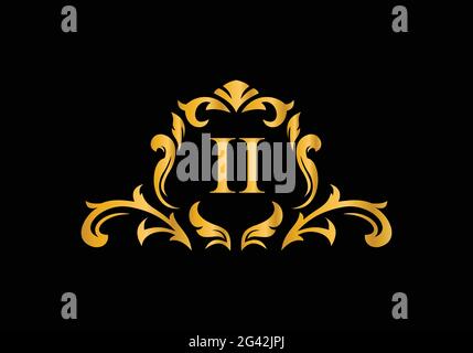 Luxury Alphabet letters II. Golden Floral alphabet . Monogram initials perfectly for wedding invitations, greeting card, logo, and other design. Stock Vector