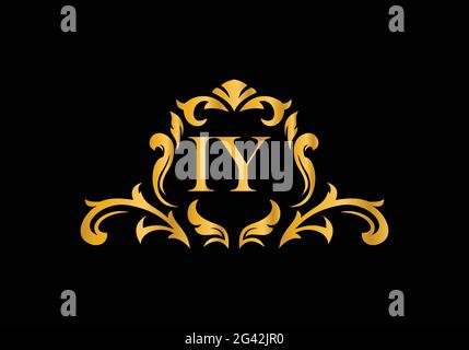 Luxury Alphabet letters IY. Golden Floral alphabet . Monogram initials perfectly for wedding invitations, greeting card, logo, and other design. Stock Vector